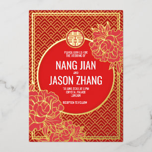 Camellias Dubbelgeluk Folie Uitnodiging