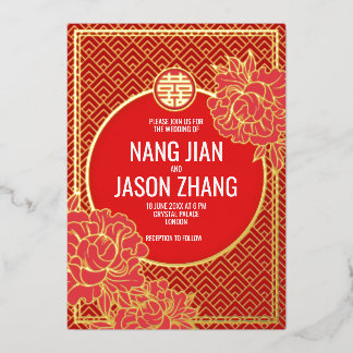 Camellias Dubbelgeluk Folie Uitnodiging