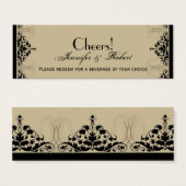 Camelot Gold Black Scrolls Wedding Drink Ticket Mini Visitekaartjes (Voorkant /achterkant)