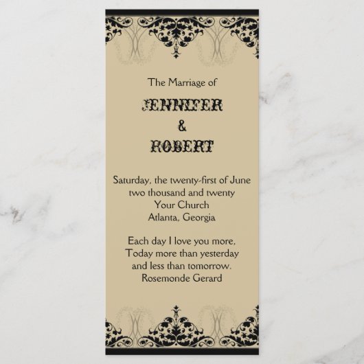 Camelot Gold met Black Scrolls Trouwprogramma Programma (Voorkant)