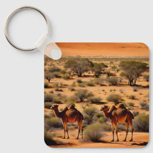 Camels in de Australische outback, keyring Sleutelhanger