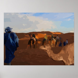 Camels in the Sahara Poster