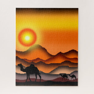 Camels op de Sunset Desert Puzzle Gift - Schildere Legpuzzel