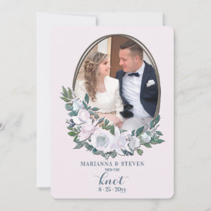 Cameo Bloemen Foto Huwelijksaankondiging Kaart
