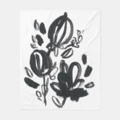 Cameo Bloom - Zwart-wit Fleece Deken (Voorkant)