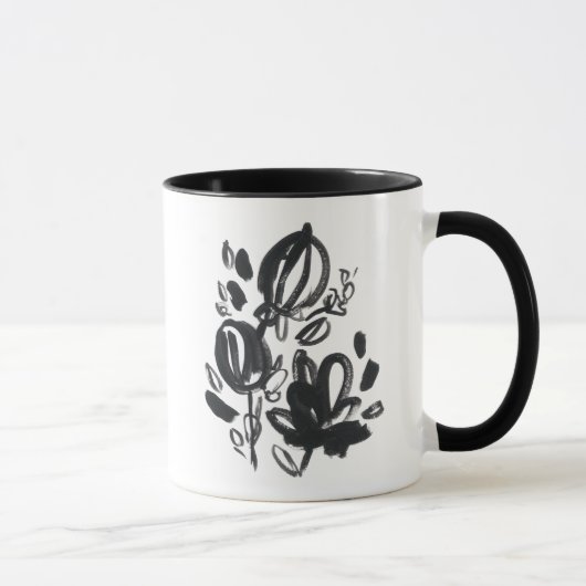 Cameo Bloom - Zwart-wit Mok (Rechts)