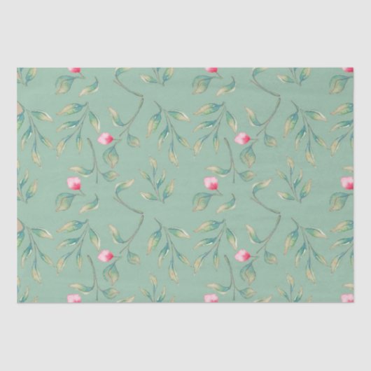 Cameo Green Floral Tissue Paper Tissuepapier (Voorkant)