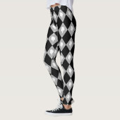 Cameo Harlequin Pattern in Black, White, Grey Leggings (Links)