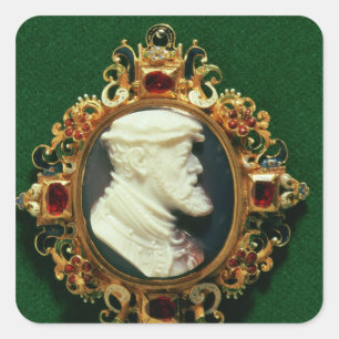 Cameo met het portret van Charles I van Spanje Vierkante Sticker