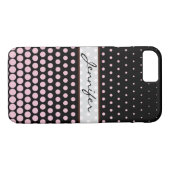 Cameo Pink Polka Dot Elegant Modern Black Case-Mate iPhone Case (Achterkant (Horizontaal))