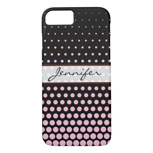 Cameo Pink Polka Dot Elegant Modern Black Case-Mate iPhone Case (Achterkant)