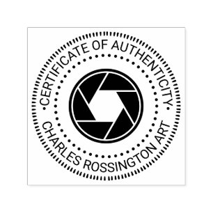 Camera Aperture "Certificaat van echtheid" Zelfinktende Stempel