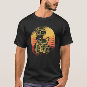 Camera Bird Retro Sunset Aperture Lens Fotofoto's T-shirt