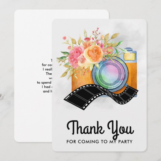 Caméra Boho et Merci d'aquarelle Florals (Devant / Derrière)