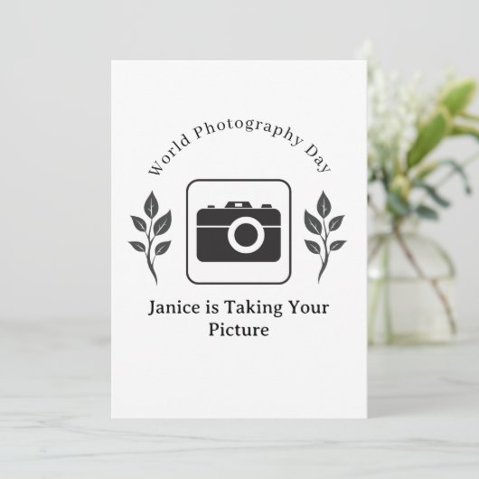 Caméra de nom monochrome Feuilles naturels Carte à (Debout devant)