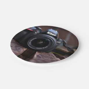 Camera die wordt verondersteld, een Afbeelding van Papieren Bordje