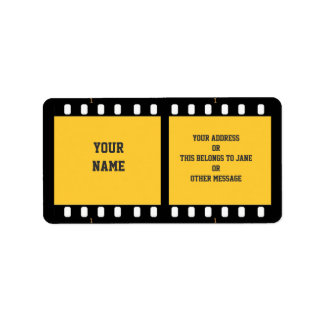 Camera Film Strip Jaune Nom étiquette cadeau Boite