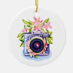 Camera Floral gepersonaliseerd Keramisch Ornament