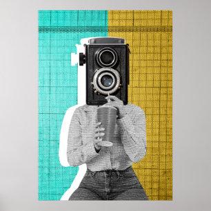 Camera Head Collage - Vet & Artistiek Poster