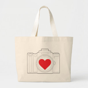 Camera Heart Grote Tote Bag