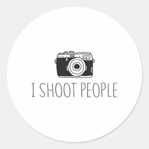 Camera I Shoot People Shirt Camera Lovers Humor Ronde Sticker
