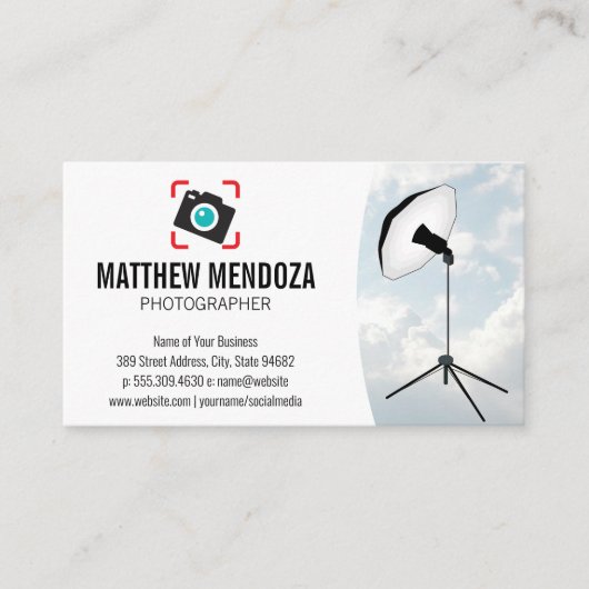 Camera-Icoon | Wolken | Studiolampen Visitekaartje (Voorkant)