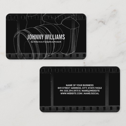 Camera Lens | Film Background Business Card Visitekaartje (Voorkant / Achterkant)