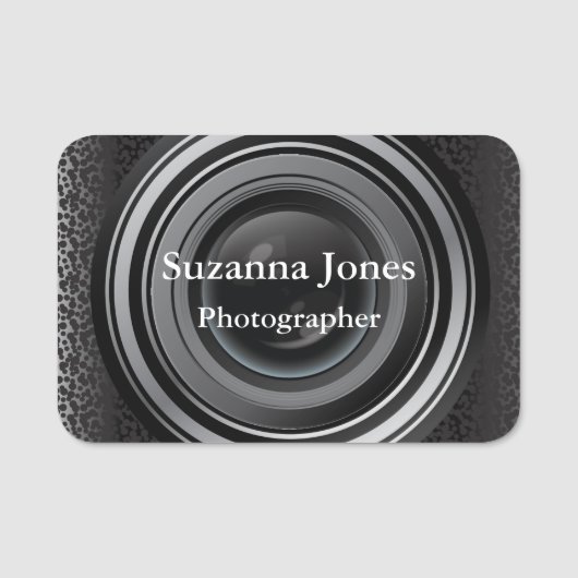 Camera Lens fotograaf Design Name Tag (Voorkant)