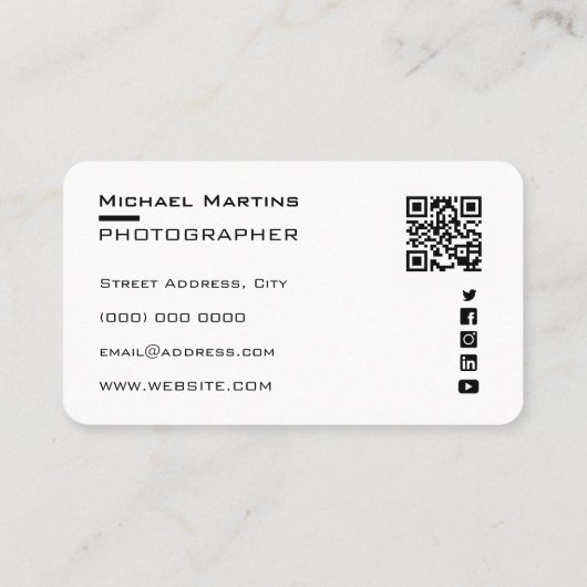 Camera lens monogram fotograaf Visitekaartje (Achterkant)