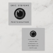 Camera lens zwart en grijs vierkant visitekaartje (Voorkant / Achterkant)