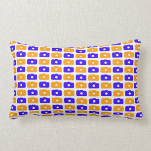 Camera Love Lumbar Pillow (blauw en Oranje) Kussen