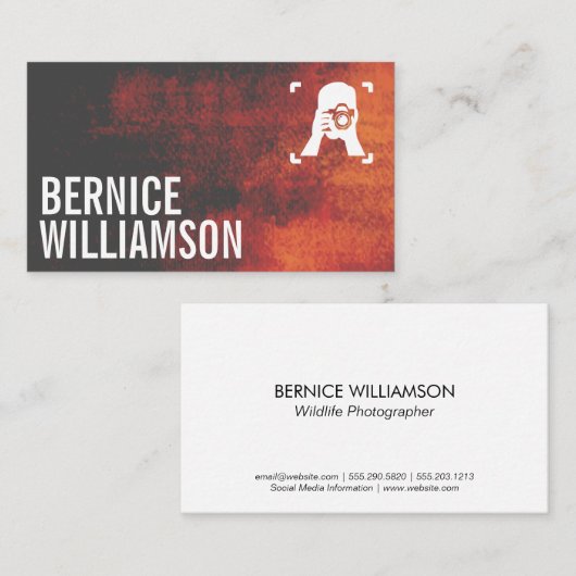 camera-Man-houdende camera | Textuurachtergrond Visitekaartje (Voorkant / Achterkant)