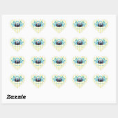 Camera met blauwe bladeren en vlinders dank u hart sticker (Vel)
