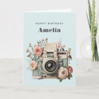Camera met bloemen Retro Pastel Afbeelding Verjaar