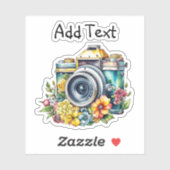  Camera met  Bloemen Waterverf Sticker (Vel)