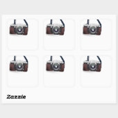 camera met stijl vierkante sticker (Vel)