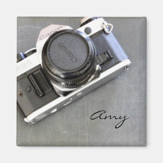  Camera op Chalkboard Square Magnet Magneet (Voorkant)