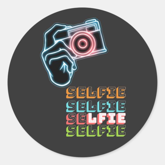 Camera Selfie Ronde Sticker (Voorkant)