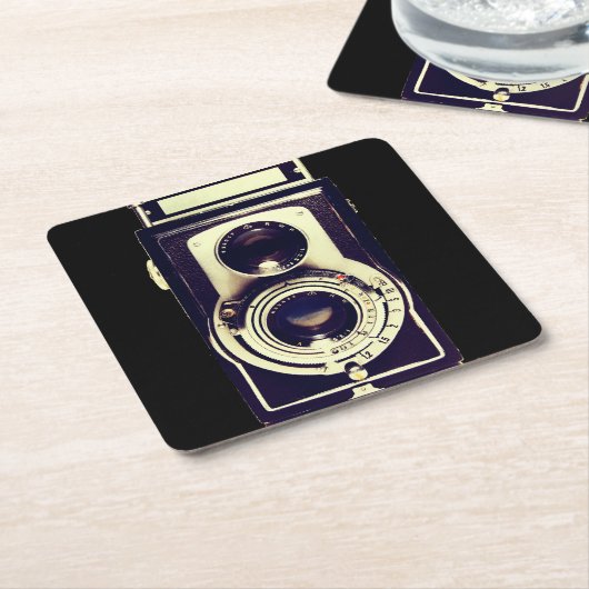  camera vierkante kartonnen onderzetter (Schuin)