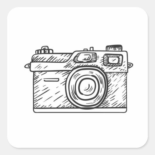 Camera Vierkante Sticker (Voorkant)