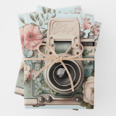 Camera with Flowers Retro Pastel Image Inpakpapier Vel (In situ)