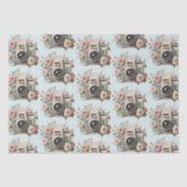Camera with Flowers Retro Pastel Image Pattern Tissuepapier (Voorkant)