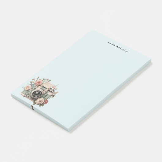 Camera with Flowers Retro Pastel Image Post-it® Notes (Schuin)