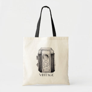 camera zwarte band tote bag