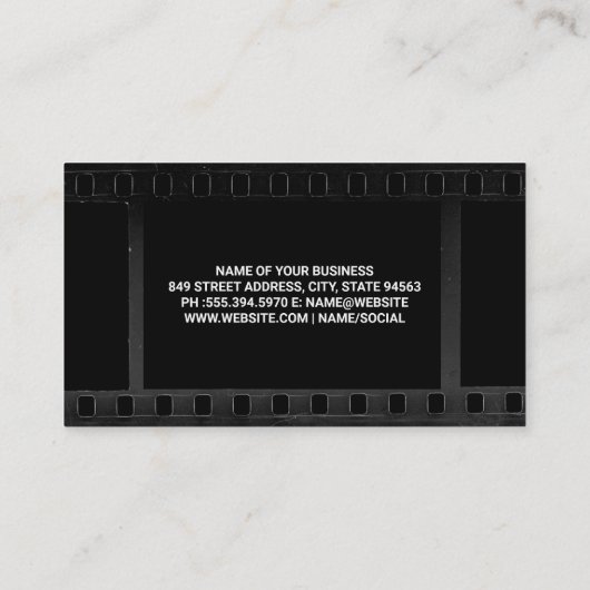 Camerafloemen | Film achtergrond Visitekaartje (Achterkant)
