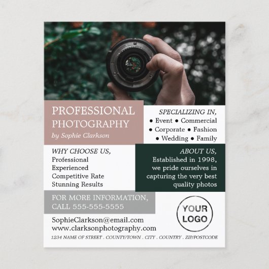 Cameralens, fotografie, fotograaf hire flyer (Voorkant)