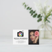 Cameralogo | Model met roos Visitekaartje (Staand voorkant)