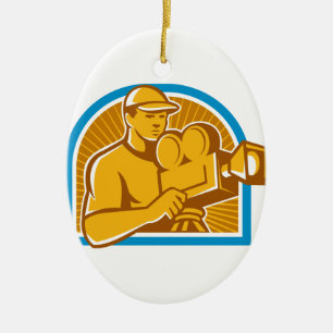 Cameraman Film Creed  Movie Camera Retro Keramisch Ornament