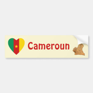 Cameroense Vlag Hart + Landkaart Bumpersticker