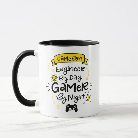 Cameron, engineer - gamer, aangepaste lettertekens mok (Links)